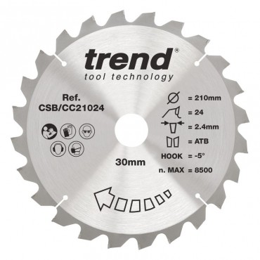 Trend CSB/CC21024 WOOD CC SAWBLADE 210X30X24TX2.4