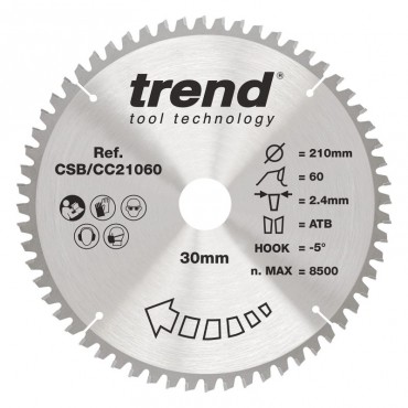 Trend CSB/CC21060 WOOD CC SAWBLADE 210X30X60TX2.4