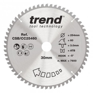 Trend CSB/CC25460 WOOD CC SAWBLADE 254X30X60TX3.0