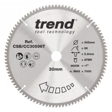 Trend CSB/CC30596T WOOD CC SAWBLADE 305X30X96TX2.2