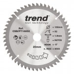 Trend CSB/PT16852 HPL SAWBLADE 168X20X52TX1.8 32.22