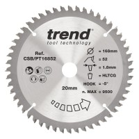 Trend CSB/PT16852 HPL SAWBLADE 168X20X52TX1.8 32.22