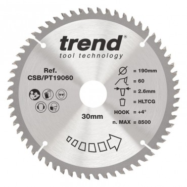 Trend CSB/PT19060 HPL SAWBLADE 190X30X60TX2.6