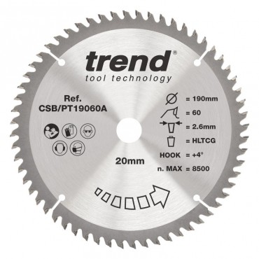 Trend CSB/PT19060A HPL SAWBLADE 190X20X60TX2.6