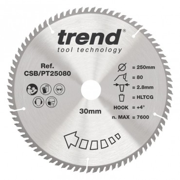 Trend CSB/PT25080 HPL SAWBLADE 250X30X80TX2.8