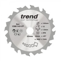 Trend CSB/14012T WOOD SAWBLADE 140X20X12TX1.8 16.10