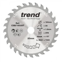 Trend CSB/16028T WOOD SAWBLADE 160X20X28TX1.8 24.51