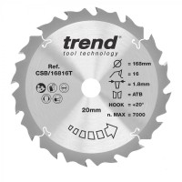 Trend CSB/16816T WOOD SAWBLADE 168X20X16TX1.8 22.41