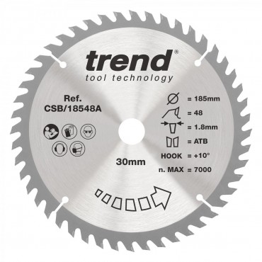 Trend CSB/18548A WOOD SAWBLADE 185X30X48TX1.8