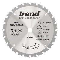 Trend CSB/19024B WOOD SAWBLADE 190X20X24TX2.4 25.21