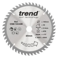 Trend CSB/19048B WOOD SAWBLADE 190X20X48TX2.4 27.32