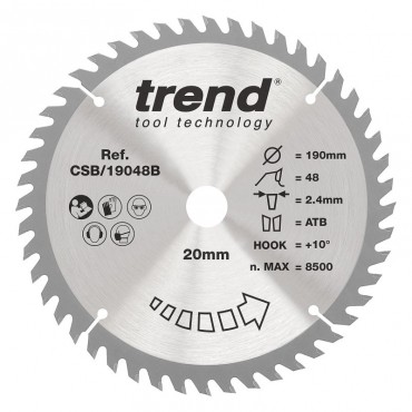 Trend CSB/19048B WOOD SAWBLADE 190X20X48TX2.4