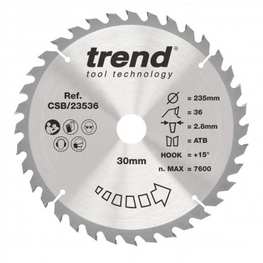 Trend CSB/23536 WOOD SAWBLADE 235X30X36TX2.8