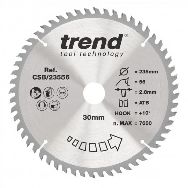 Trend CSB/23556 WOOD SAWBLADE 235X30X56TX2.8