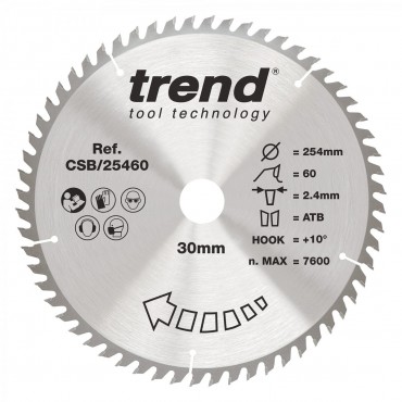 Trend CSB/25460 WOOD SAWBLADE 254X30X60TX2.4