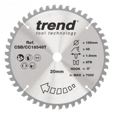Trend CSB/CC18548T WOOD CC SAWBLADE 185X20X48TX1.6