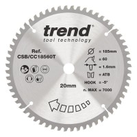 Trend CSB/CC18560T WOOD CC SAWBLADE 185X20X60TX1.6 36.42
