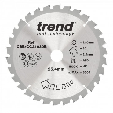 Trend CSB/CC21030B WOOD CC SAWBLADE 210X25.4X30TX2.4