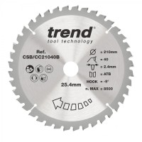 Trend CSB/CC21040B WOOD CC SAWBLADE 210X25.4X40TX2.4 34.31