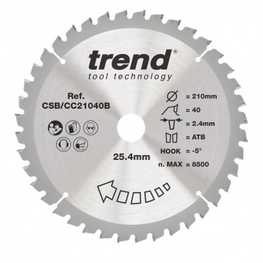Trend CSB/CC21040B WOOD CC SAWBLADE 210X25.4X40TX2.4