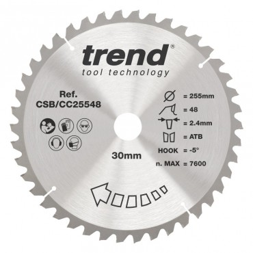 Trend CSB/CC25548 WOOD CC SAWBLADE 255X30X48TX2.4