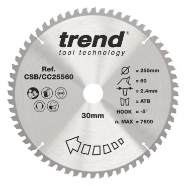 Trend CSB/CC25560 WOOD CC SAWBLADE 255X30X60TX2.4