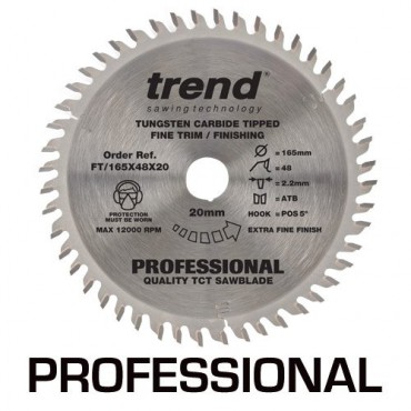 Trend Circular Saw Blade FT/165X48X20 Professional TCT Fine Trim 165mm x 48T x 20mm