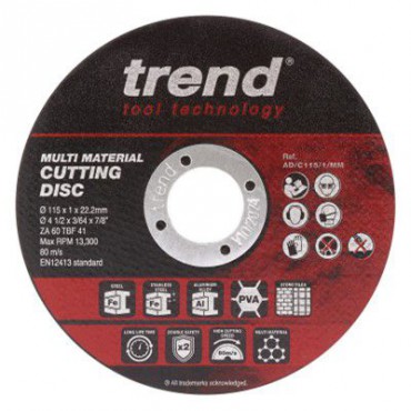 Trend Multi Material Cutting Discs 115mm x 1mm x 22.2mm Pack of 10 AD/C115/1/MM