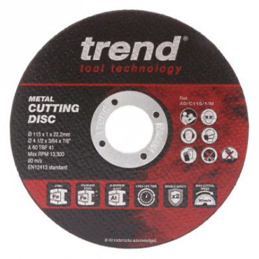 Trend Metal Cutting Discs 115mm x 1mm x 22.2mm Pack of 10 AD/C115/1/M