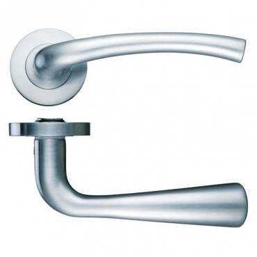 Door Handles Stanza Assisi Lever on Round Rose Satin Nickel ZPZ010SN