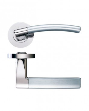 Door Handles Stanza Amalfi Lever on Round Rose Dual Finish Polished & Satin Nickel ZPZ080PNSN