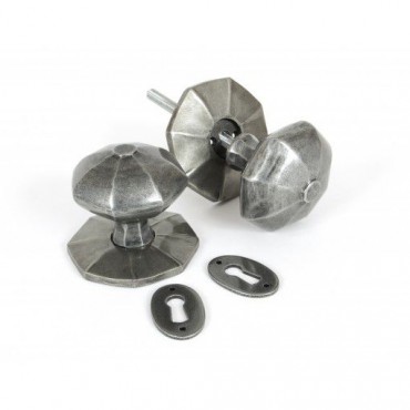 Anvil 33066 Large Octagonal Mortice or Rim Knob Set Pewter