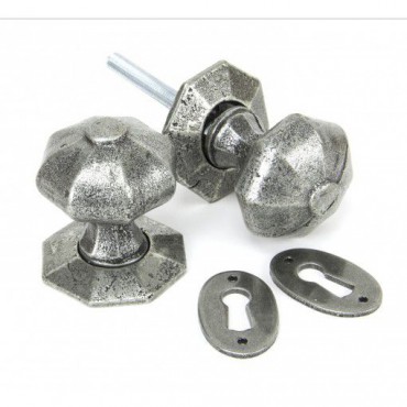 Anvil 33643 Octagonal Mortice or Rim Knob Set Pewter