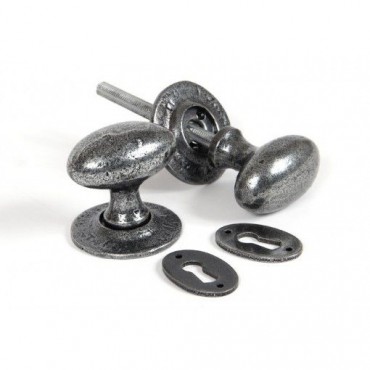 Anvil 33644 Oval Mortice or Rim Knob Set Pewter