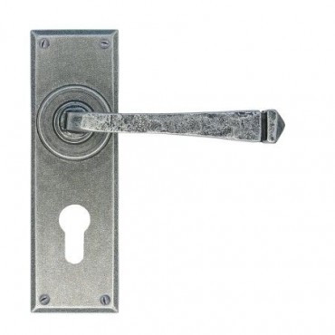 Anvil 33703 Avon Euro Profile Lever Lock Door Handles Pewter Patina