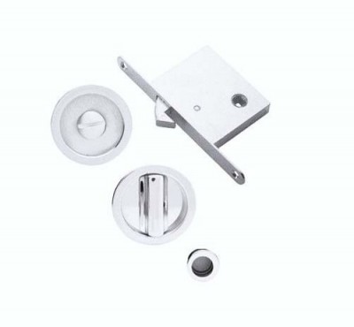 Manital Sliding Pocket Door Bathroom Lock Set ART55BSC Satin Chrome