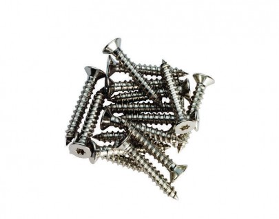 Carlisle Brass 25mm x 8s Countersunk Wood Screws for Hinges SCP8 Polished Chrome Pack of 12