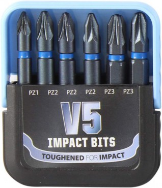 Addax V5 Impact Driver Pozi Bit Set 6 Piece 50mm