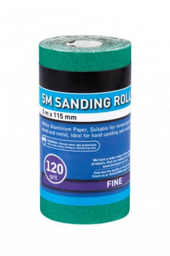 120 Grit Sandpaper Roll Green Alum Oxide 5Mtr x 115mm