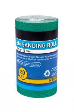 80 Grit Sandpaper Roll Green Alum Oxide 5Mtr x 115mm