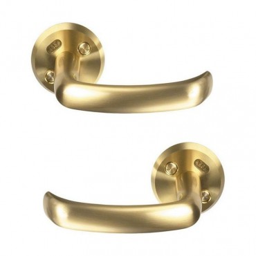 ASSA 640 Unsprung Lever Door Handles Polished Brass Pair