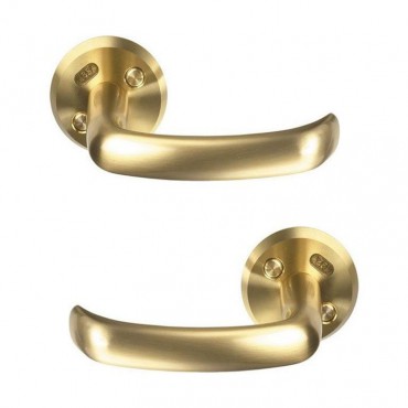 ASSA 6640 Sprung Lever Door Handles Polished Brass Pair