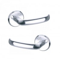 ASSA 6640 Sprung Lever Door Handles Satin Chrome Pair 125.10