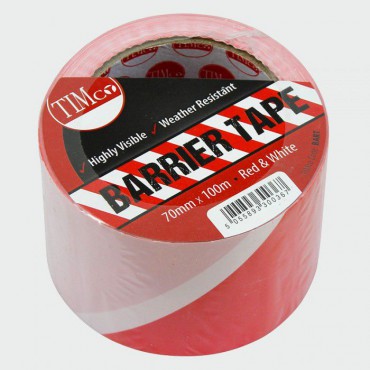 Barrier Tape Red & White 100M x 70mm NON ADHESIVE