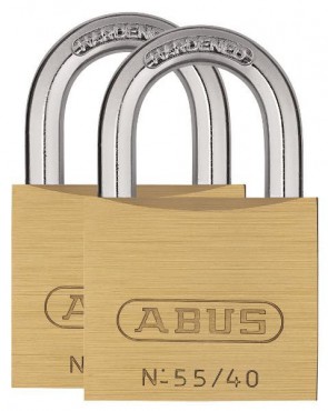 Abus 55/40-TWINS-C 40mm Padlocks Twin Pack Keyed Alike