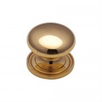 Marcus C2240 25mm Round Cabinet Knob with Rose Polished Brass 4.58