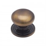 Marcus C2240 32mm Round Cabinet Knob with Rose Antique Brass 7.08