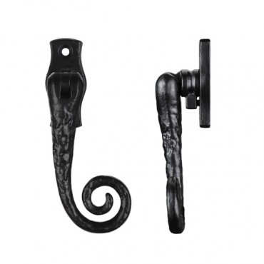 Foxcote Foundries FF83R Monkey Tail Locking Casement Fastener Right Hand Black Antique