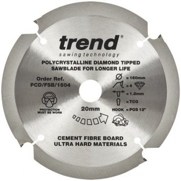 Trend Polycrystalline Circular Saw Blade PCD/FSB/1604 160mm x 4T x 20mm bore