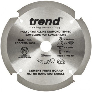 Trend Polycrystalline Circular Saw Blade PCD/FSB/1654 165mm x 4T x 20mm bore